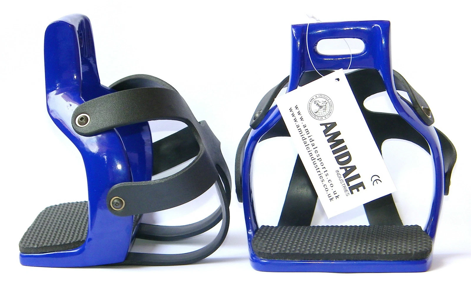 AMIDALE ALUMINIUM ENDURANCE FLEX RIDE CAGED SAFETY HORSE STIRRUPS N.BLUE COLOR