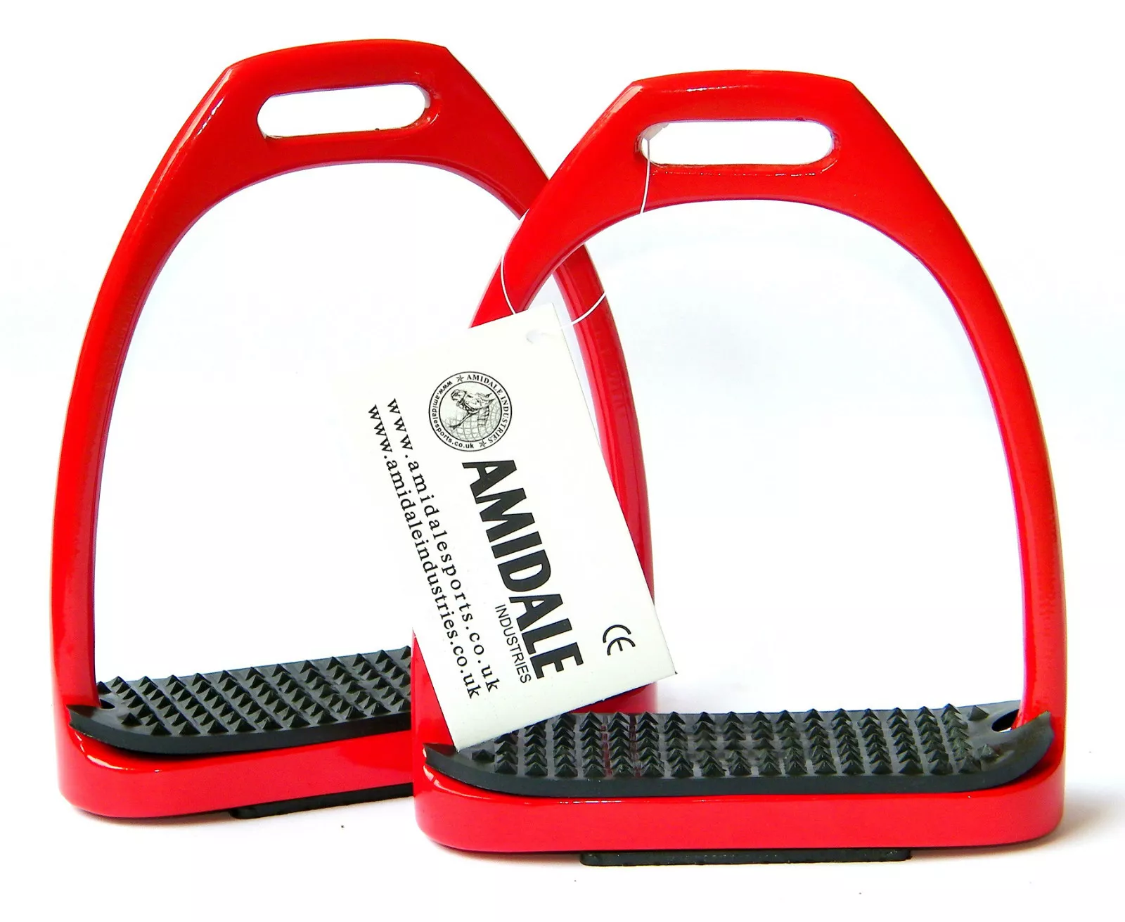 AMIDALE ALUMINIUM LIGHT WEIGHT STIRRUPS WITH TREADS RED COLOUR BNWT