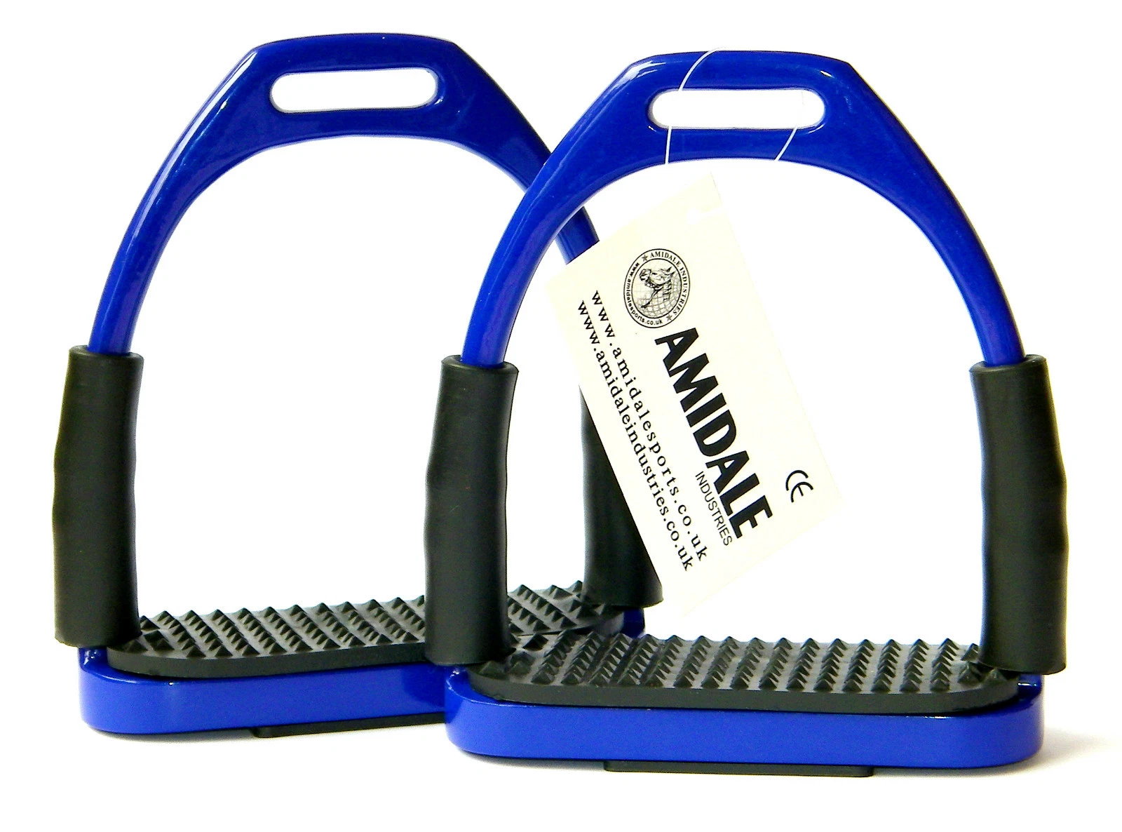 FLEXI SAFETY STIRRUPS HORSE RIDING BENDY IRONS BLUE COLOR FROM AMIDALE