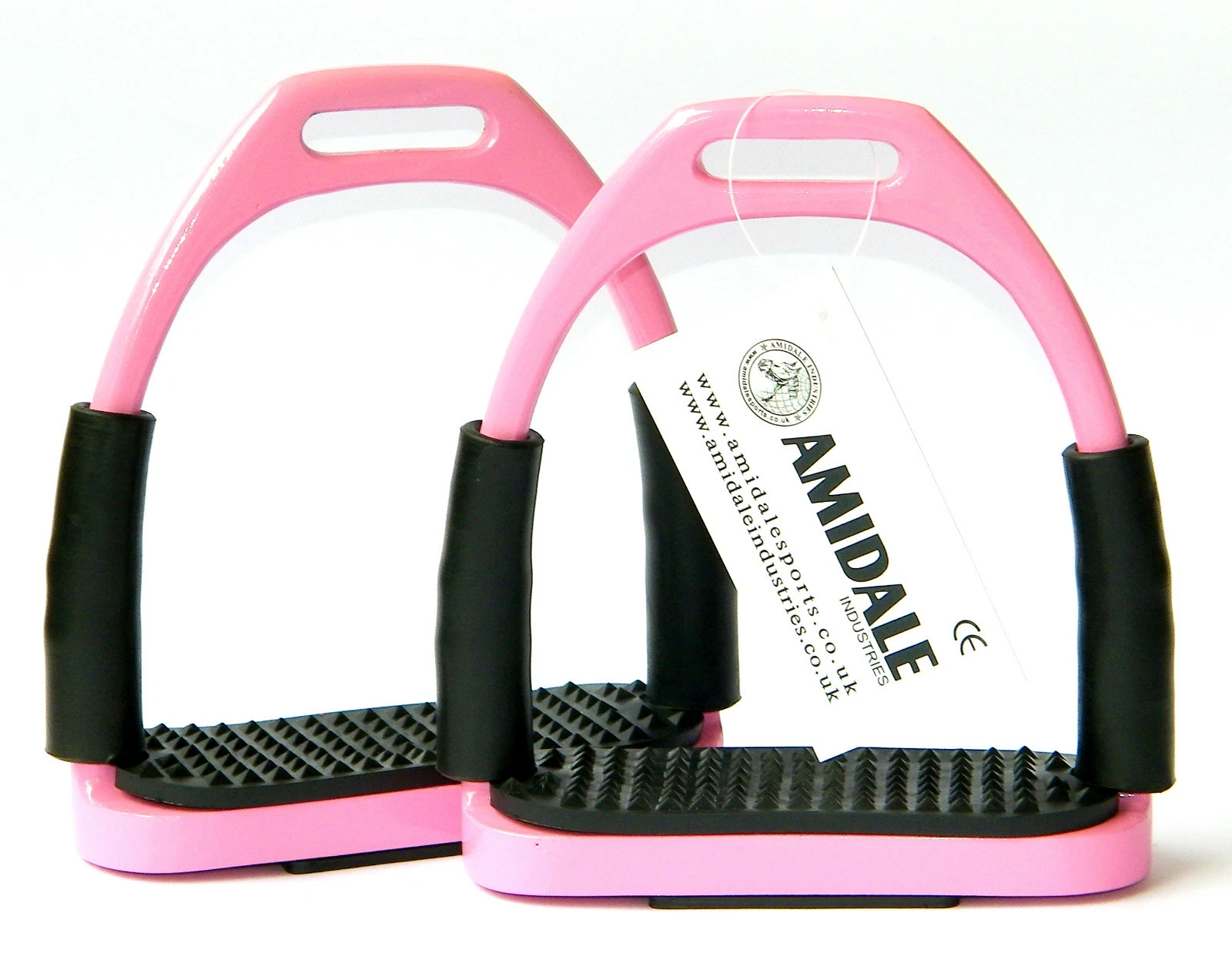 FLEXI SAFETY STIRRUPS HORSE RIDING BENDY IRONS S STEEL PINK COLOR FROM AMIDALE