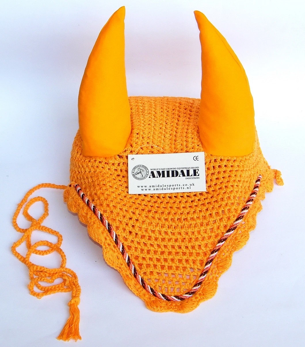 EAR NET FLYVEIL CROCHET ORANGE COLOR BNWT IN FULL COB PONY SIZES FROM AMIDALE